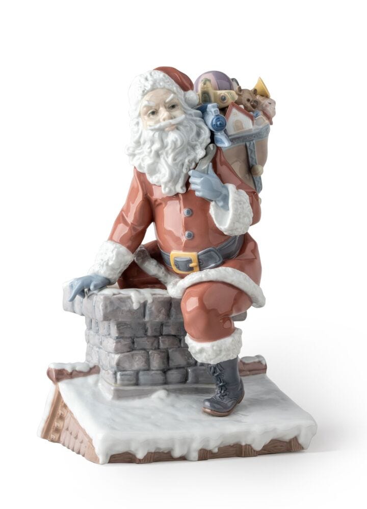 Down The Chimney Santa Figurine. Limited Edition in Lladró