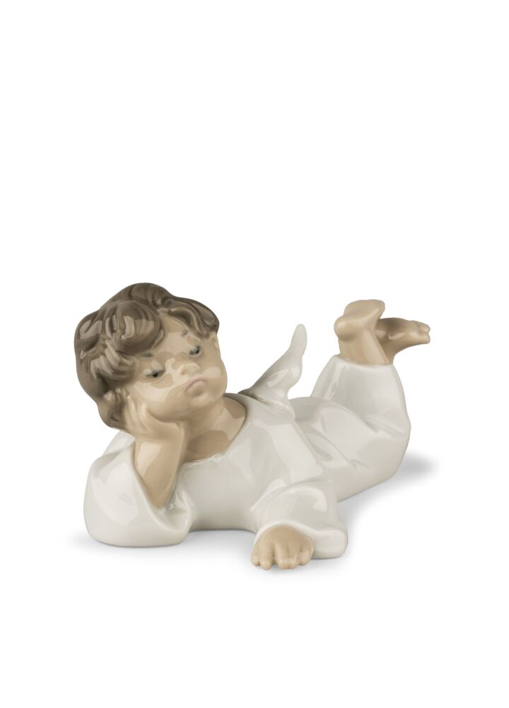 Angel Laying Down Figurine in Lladró
