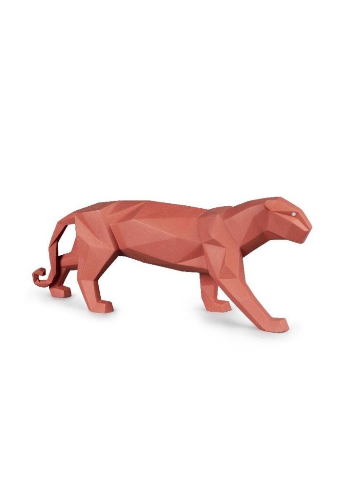 Panther Sculpture. Coral matte in Lladró