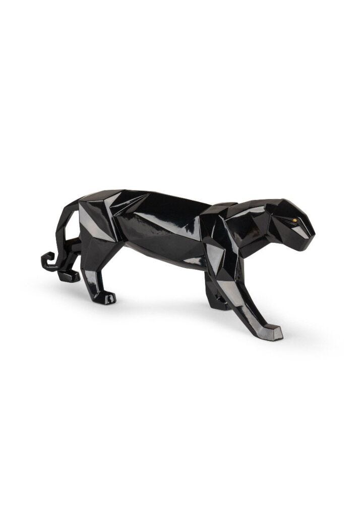 Panther Sculpture. Glazed Black in Lladró