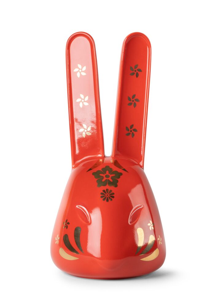 The Rabbit Sculpture. Red - gold in Lladró