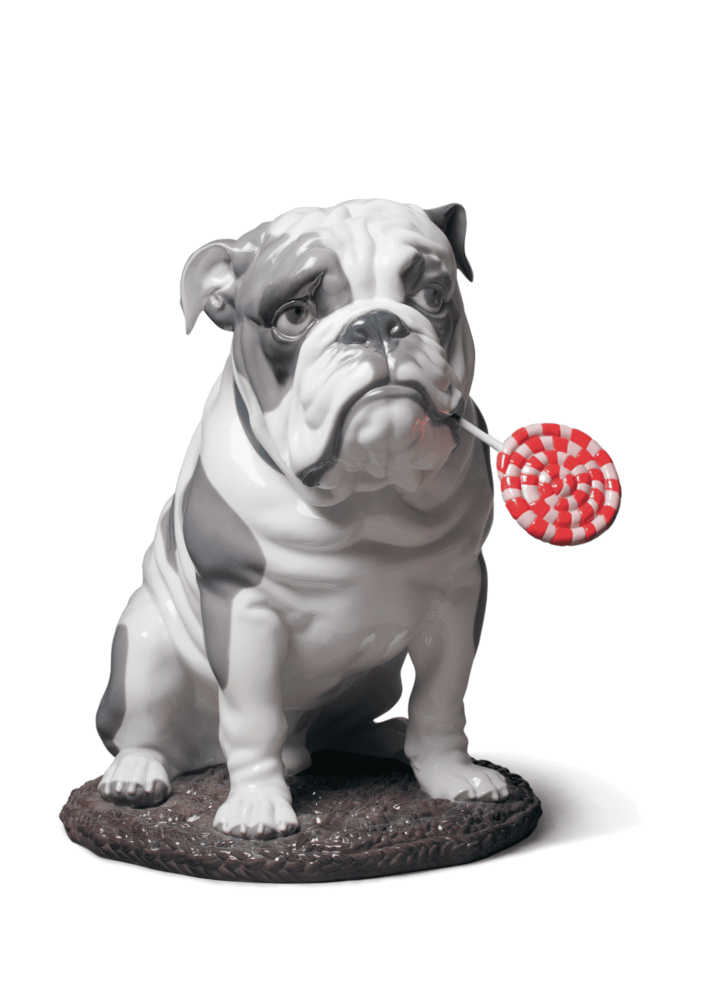 Bulldog with Lollipop Dog Figurine in Lladró