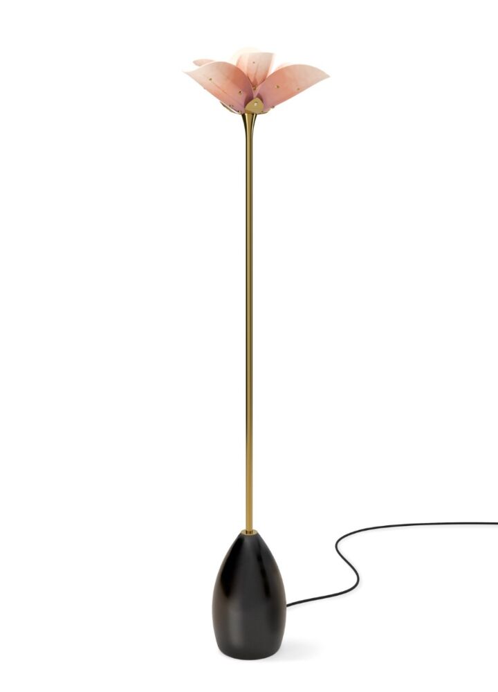 Blossom floor lamp - wood base. Pink-gold (US) in Lladró