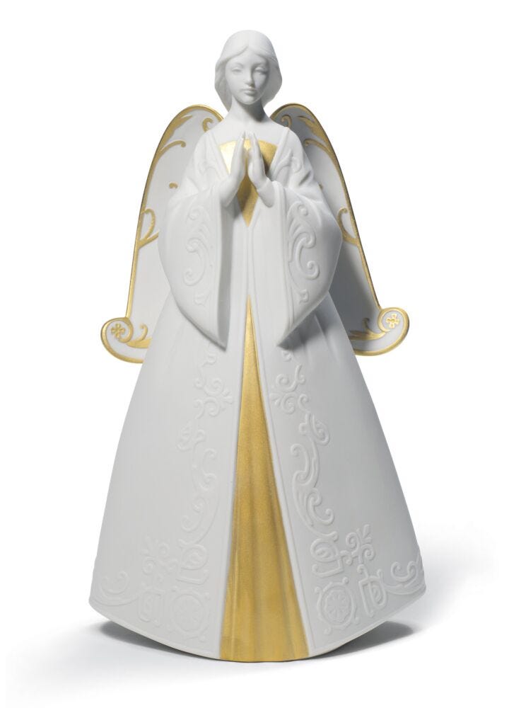 Praying Cantata Angel Christmas Ornament. Golden Lustre in Lladró