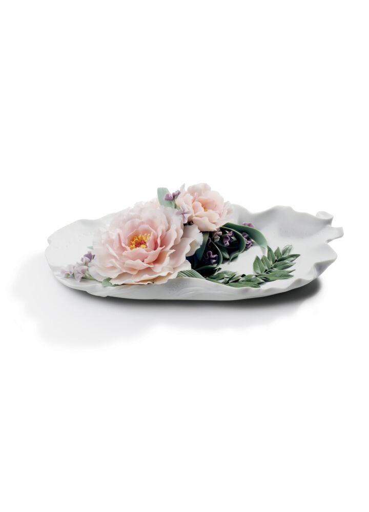 Tray with Peonies Tray in Lladró