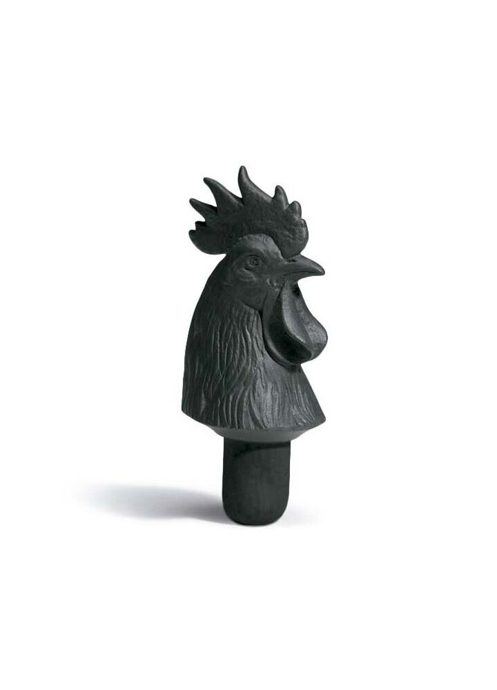 Bacchus bottle stopper cockerel (black) in Lladró
