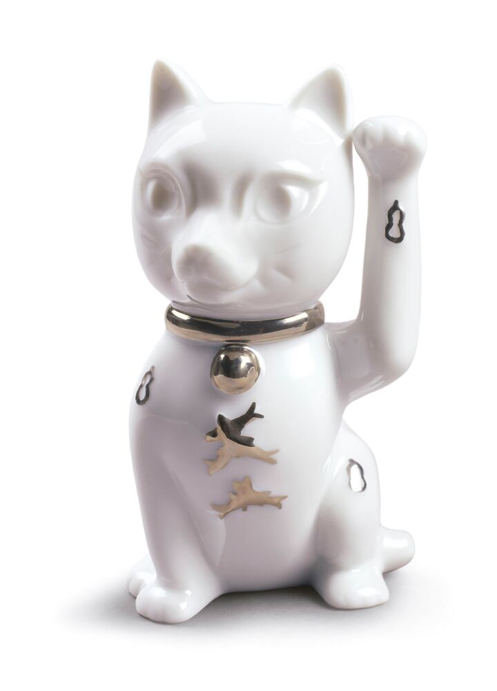 Figura Maneki Neko. Lustre plata en Lladró