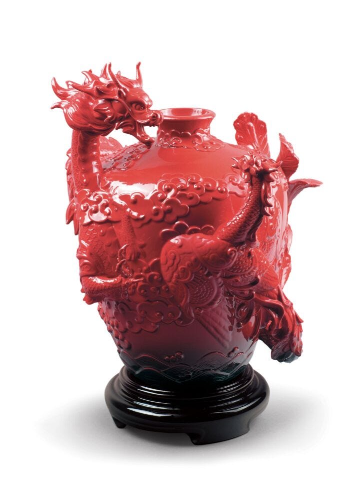Dragon and Phoenix Vase in Lladró