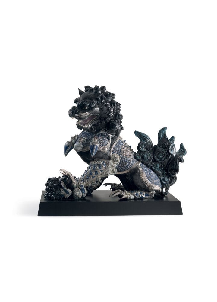 Escultura Leona guardián. Negro. Serie limitada en Lladró
