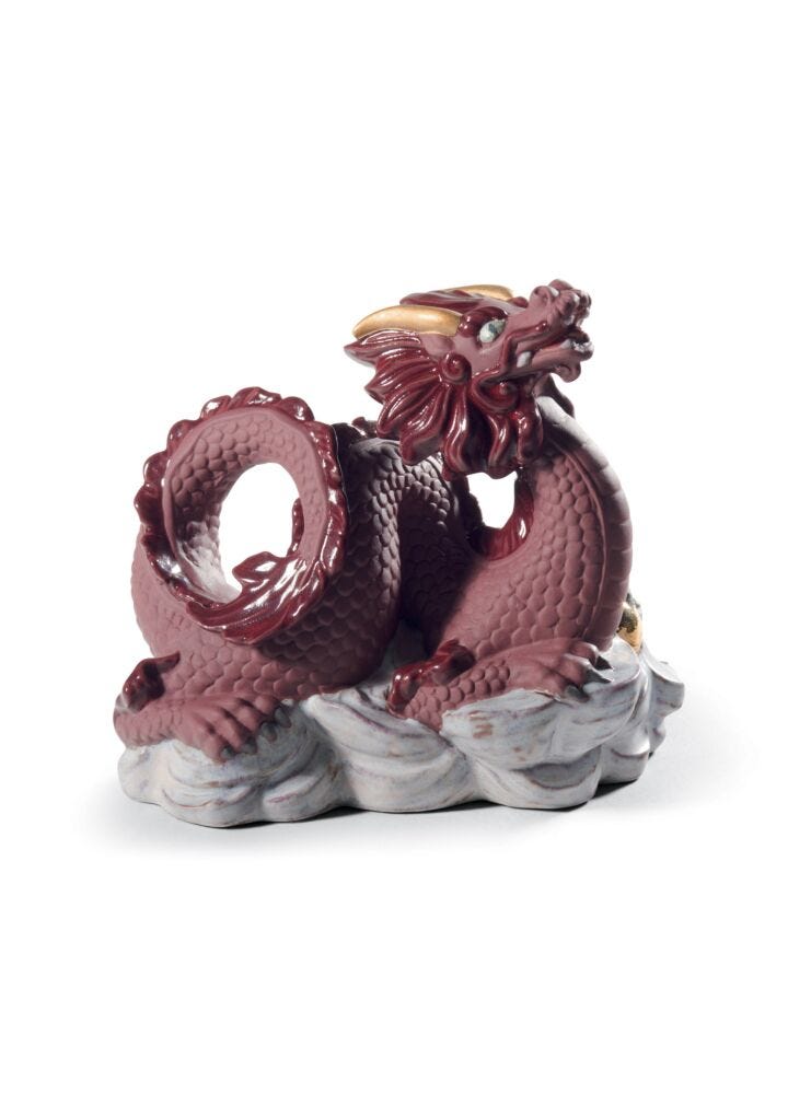 Scultura Il Drago. Lustro oro e rosso in Lladró