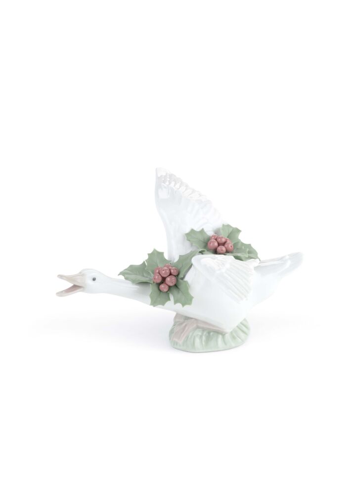 Flying duck with mistletoe in Lladró