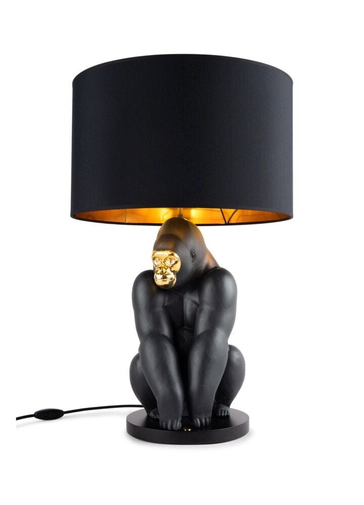 Gorilla lamp. Black-gold in Lladró