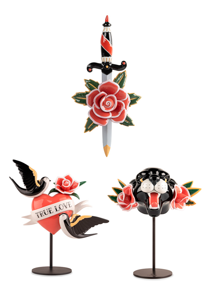 Dagger and Rose, True love and Wild Panther Set in Lladró