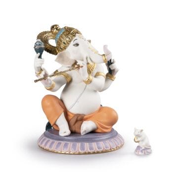 Bansuri Ganesha Figurine. Limited Edition in Lladró