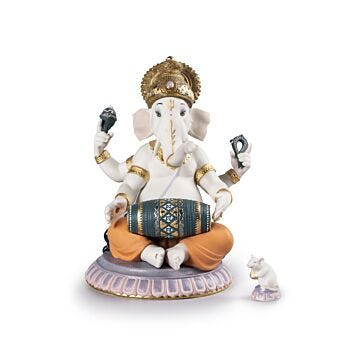 Mridangam Ganesha Figurine. Limited Edition in Lladró