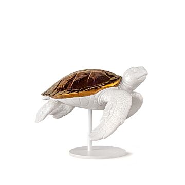 Sea Turtle II (white - copper) Sculpture in Lladró