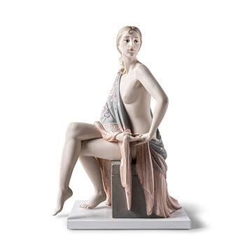 Nude with shawl. Metallic Sculpture in Lladró