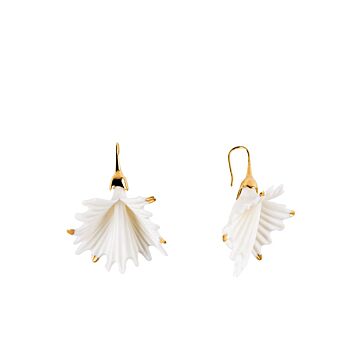 Anemone - ショートピアス(White-Gold) in Lladró