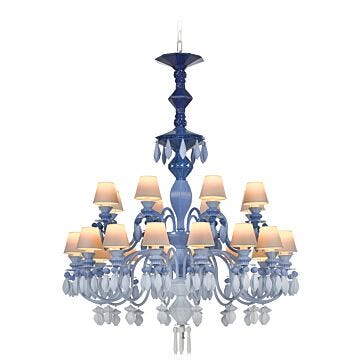 Belle de Nuit 24 Lights Chandelier. Blue (US) in Lladró