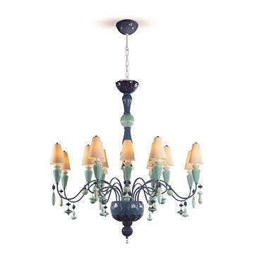 Ivy and Seed 16 Lights Chandelier. Medium Flat Model. Ocean (CE/UK/CCC) in Lladró