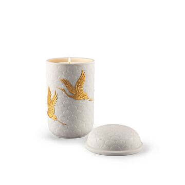 Golden Cranes Candle. Redwood fire Scent in Lladró