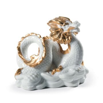 Scultura Il Drago. Lustro oro e bianco in Lladró
