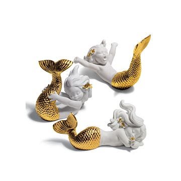 Three Golden Mermaids in Lladró