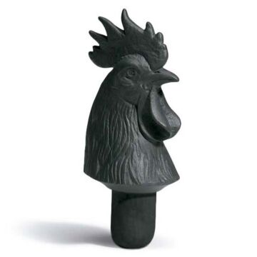 Bacchus bottle stopper cockerel (black) in Lladró