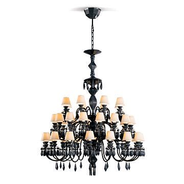 Chandelier Belle de Nuit 40 luces. Negro absoluto (US) en Lladró
