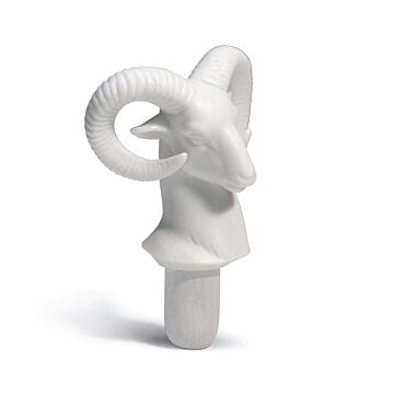 Bacchus bottle stopper ram (white) in Lladró