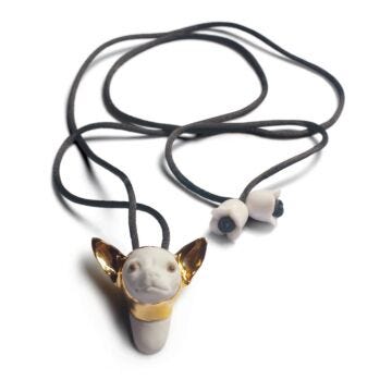 Masked Chihuahua Pendant. Golden Lustre in Lladró