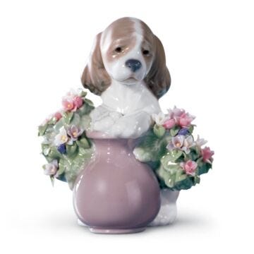 Figurina Cane tra i fiori in Lladró