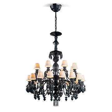 Chandelier Belle de Nuit 24 luces. Negro absoluto (US) en Lladró