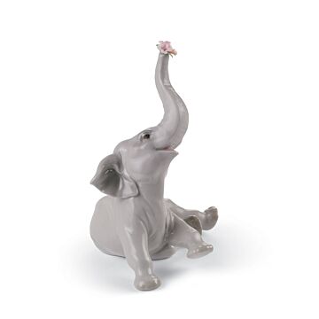 Figurina Elefante bebè con fiore rosa in Lladró