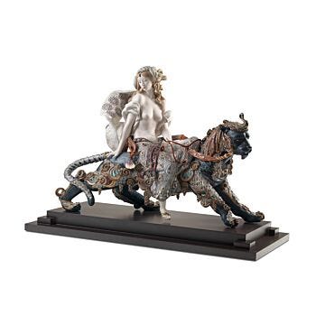 Bacchante on A Panther Woman Sculpture. Limited Edition in Lladró