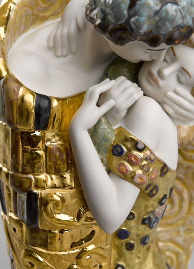 The Kiss Couple Sculpture. Golden Luster, 3 of 7