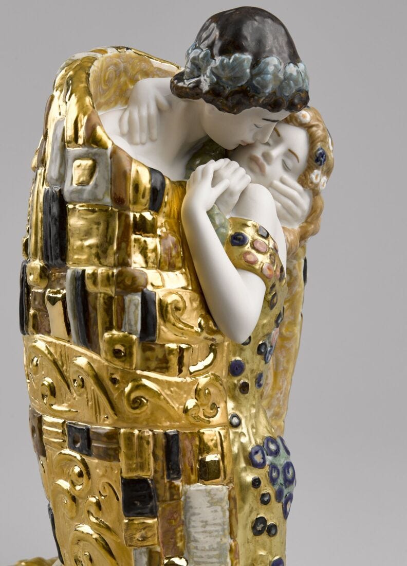 The Kiss Couple Sculpture. Golden Luster, 4 of 7