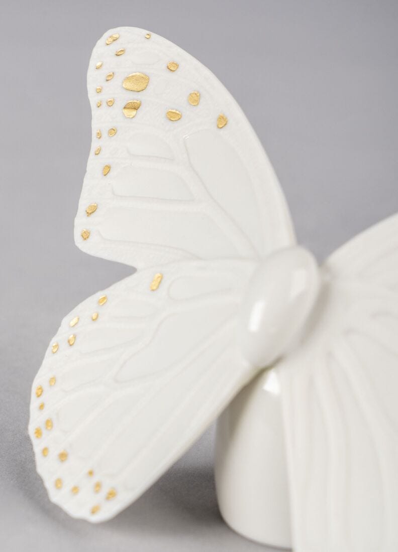 Butterfly Figurine. Golden Luster & White, 3 of 6