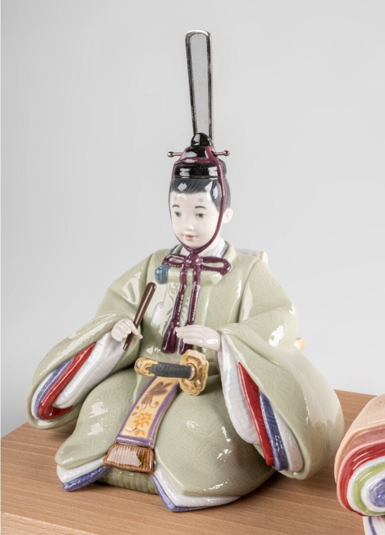 Hina Dolls Sculpture. Green-yellow. Limited Edition, 3 of 7