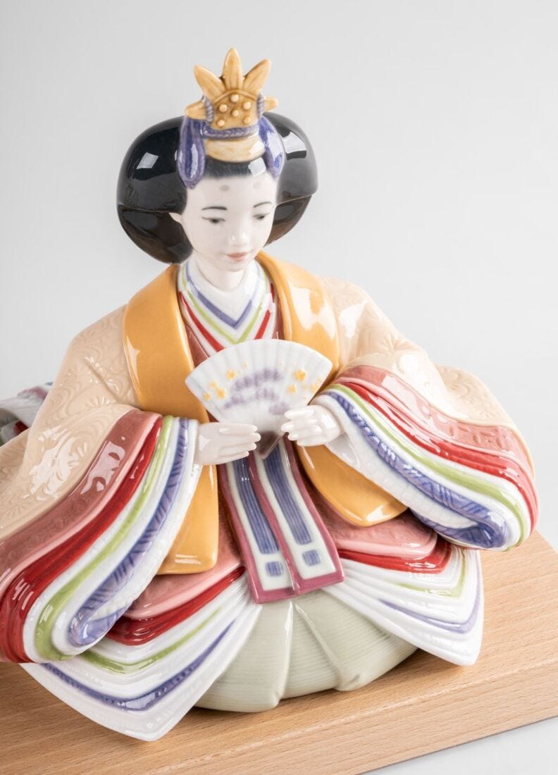 Hina Dolls Sculpture. Green-yellow. Limited Edition, 4 of 7
