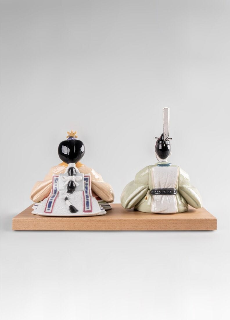 Hina Dolls Sculpture. Green-yellow. Limited Edition, 5 of 7