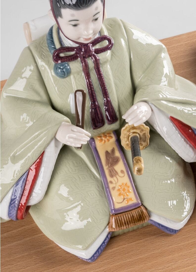 Hina Dolls Sculpture. Green-yellow. Limited Edition, 6 of 7