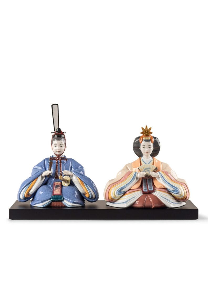 Escultura Hina Dolls. Azul-salmón. Serie Limitada, 1 de 9