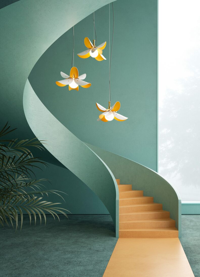 Blossom Hanging Lamp. White-Gold (US), 1 of 4