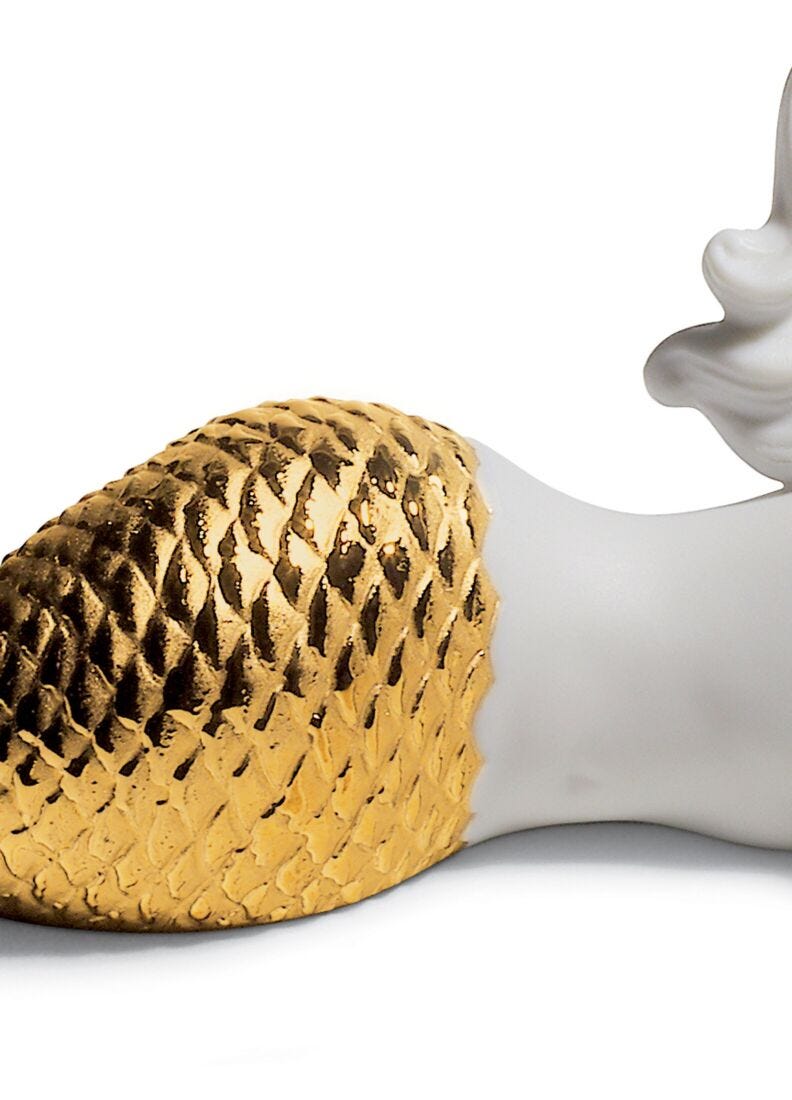Figura sirena Soñando con el mar. Lustre oro, 2 de 5