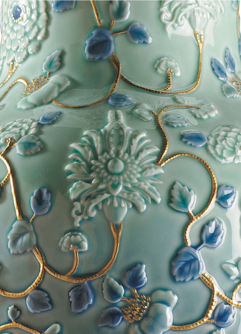 Jarrón Peonias. Lustre oro, 2 de 5