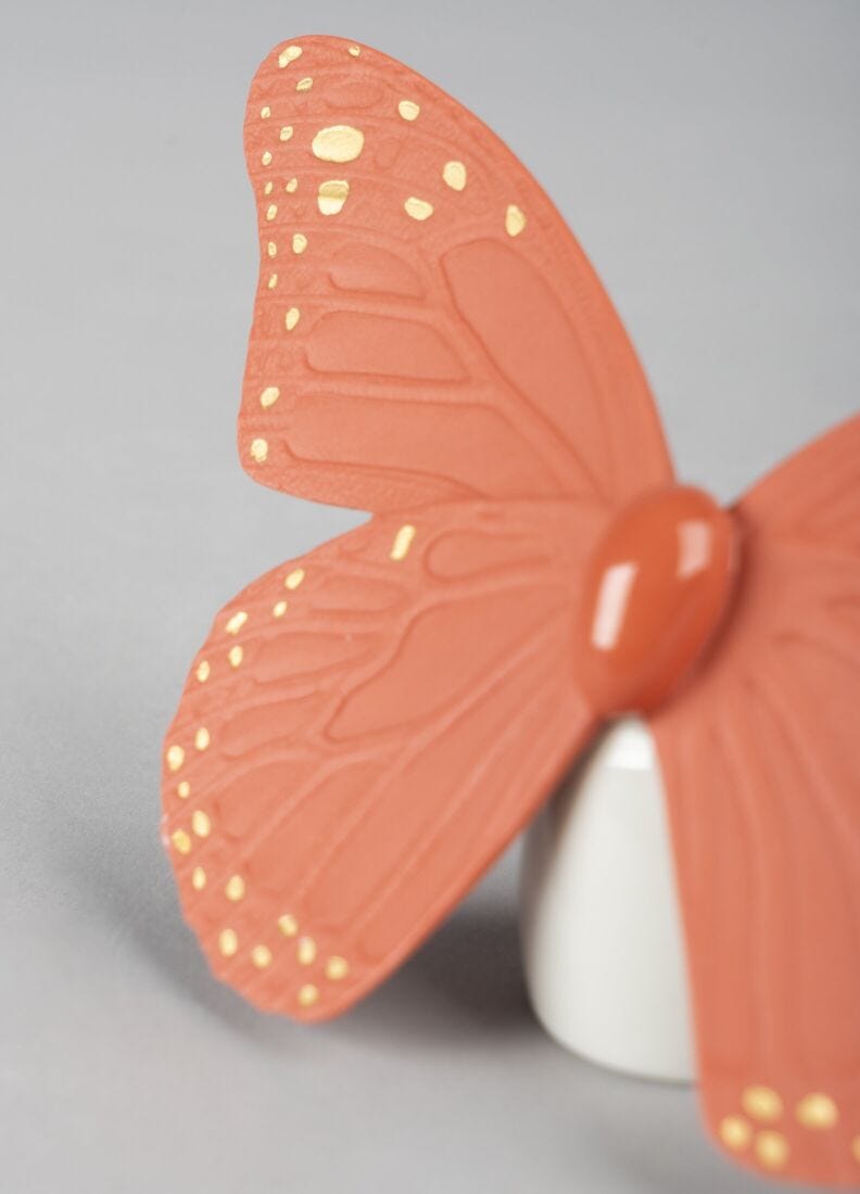 Butterfly Figurine. Golden Luster & Coral, 3 of 5
