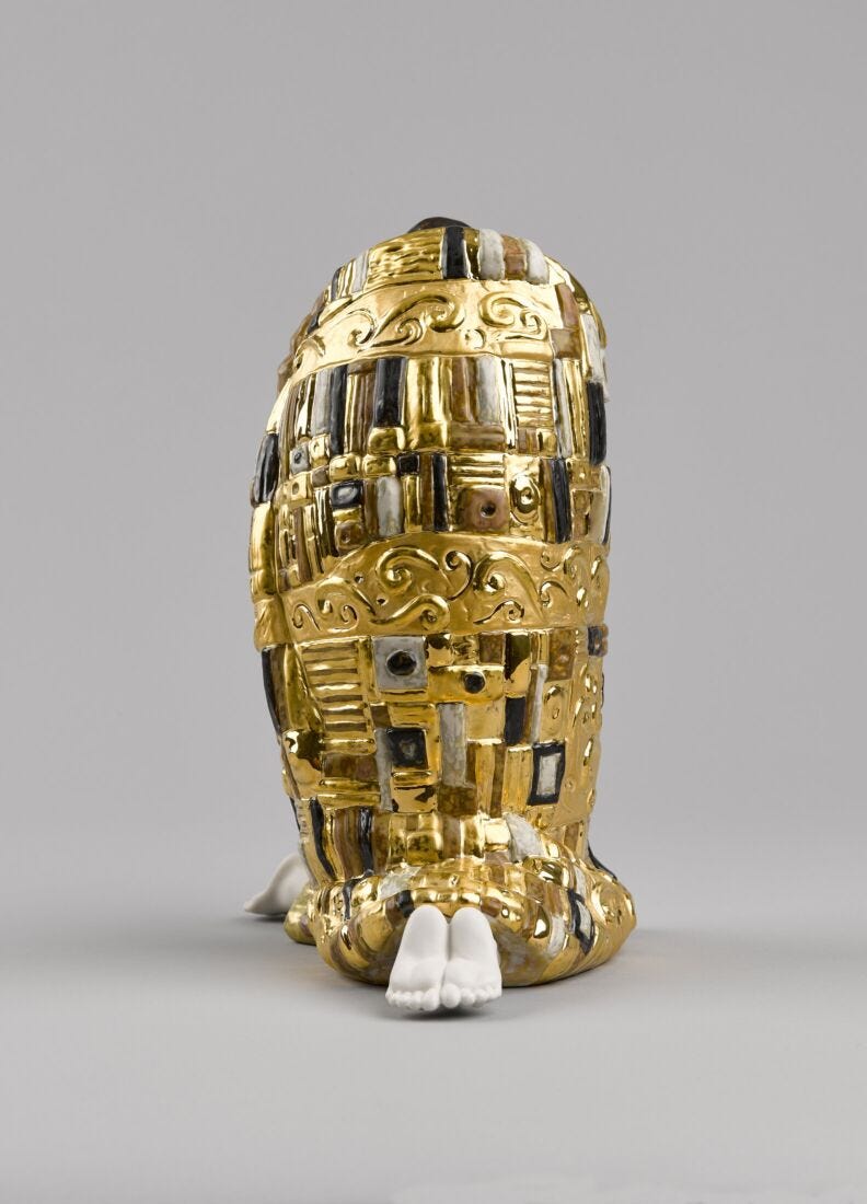 The Kiss Couple Sculpture. Golden Luster, 5 of 7