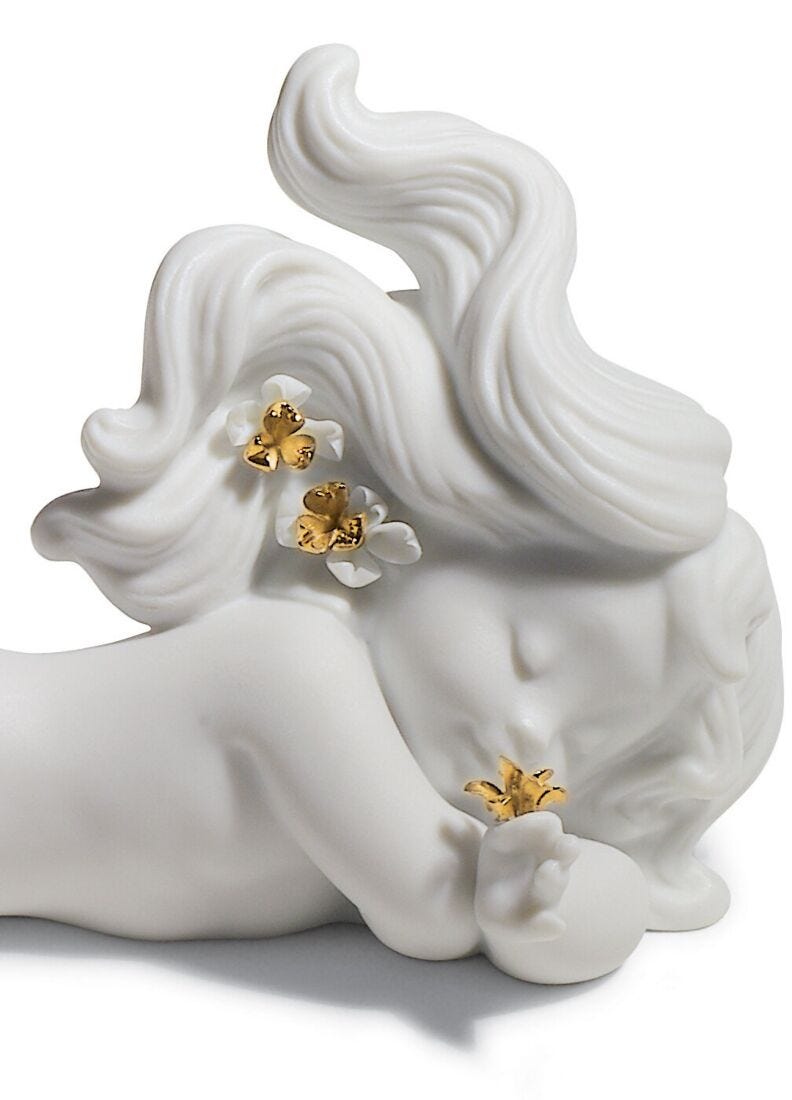 Figura sirena Soñando con el mar. Lustre oro, 5 de 5