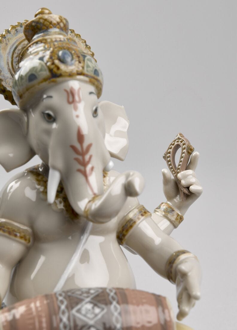 Mridangam Ganesha Figurine in Lladró